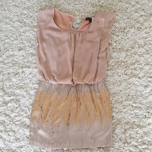 Taupe and sequin mini dress